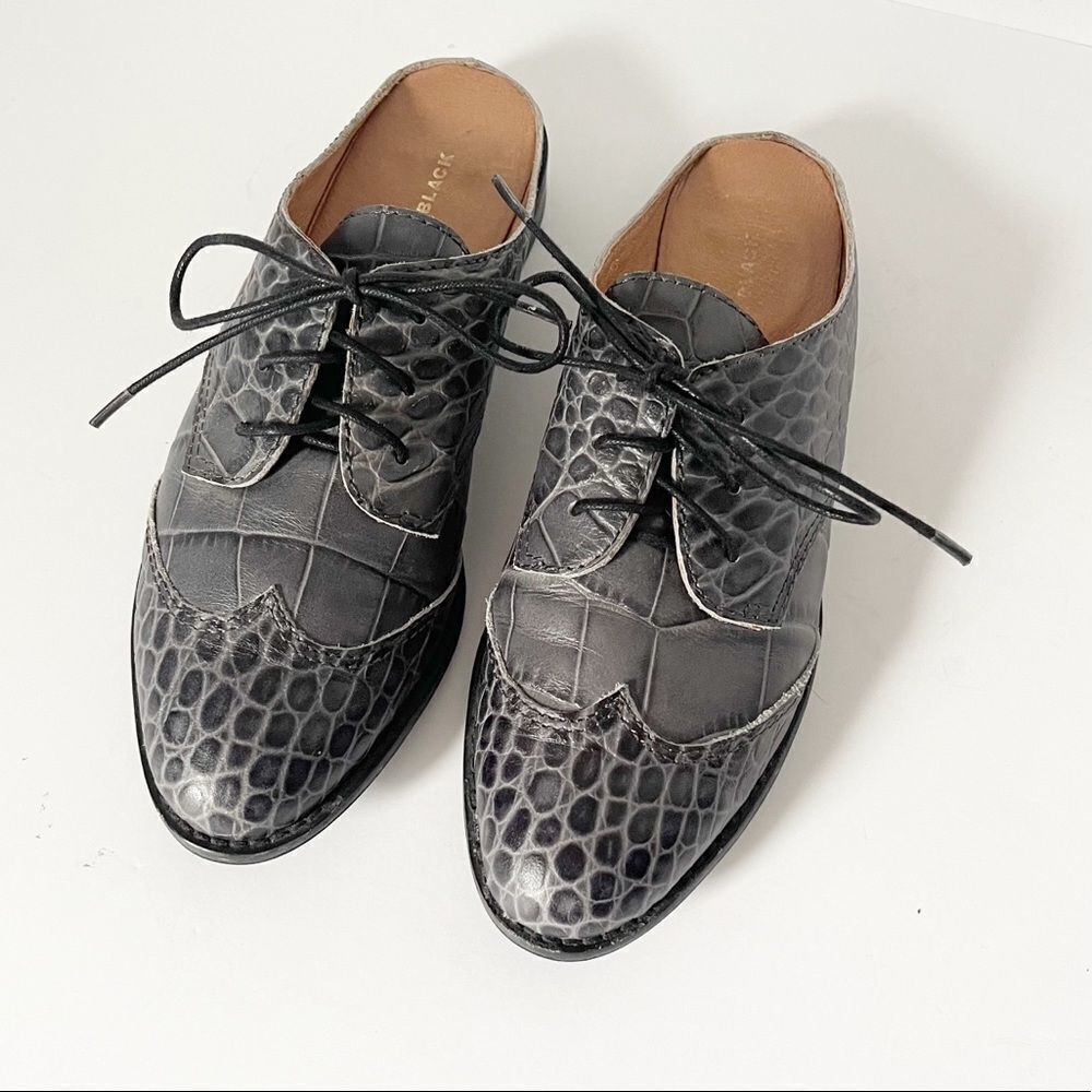 Anthropologie All Black Oxford Mules